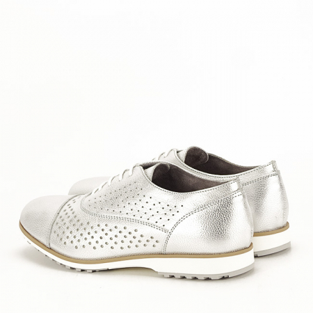 Pantofi oxford din piele naturala argintiu Magda 01 [3]