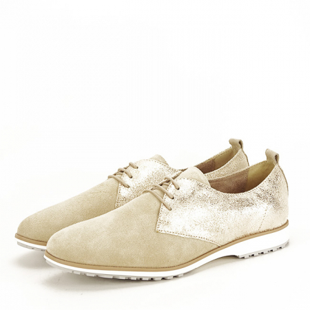 Pantofi oxford din piele naturala bej Selena 01 [1]