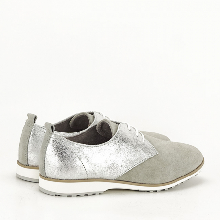 Pantofi oxford din piele naturala gri/argintiu Selena 01 [5]