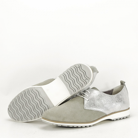 Pantofi oxford din piele naturala gri/argintiu Selena 01 [6]