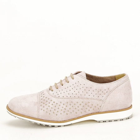 Pantofi oxford din piele naturala roz prafuit Magda 01 [1]
