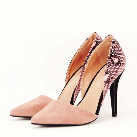 Femei - Pantofi roz pudra decupati lateral Lori 03