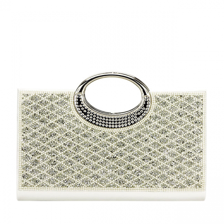 Femei - Plic elegant decorat cu pietre B-BYH961 05 Alb