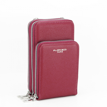Portofel si port telefon Flora&Co B-6018 07 Rosu bordo [1]