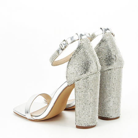 Sandale argintii cu toc gros BKK7951 128 [2]