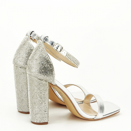 Sandale argintii cu toc gros BKK7951 128 [4]