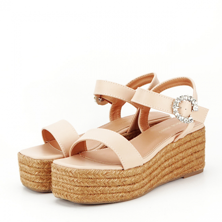 Femei - Sandale bej cu platforma 5935 126
