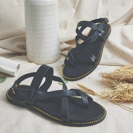 Sandale negre din piele naturala LH-320 M4 [5]