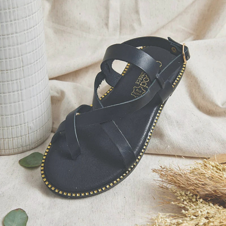 Sandale negre din piele naturala LH-320 M4 [4]