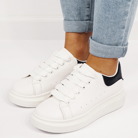 Sneakers albi/negri cu talpa groasa B-M-8826 M7 [1]