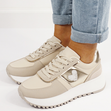 Femei - Sneakers bej casual B-9147 M5