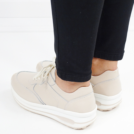 Sneakers bej din piele naturala B-5091 M6 [2]