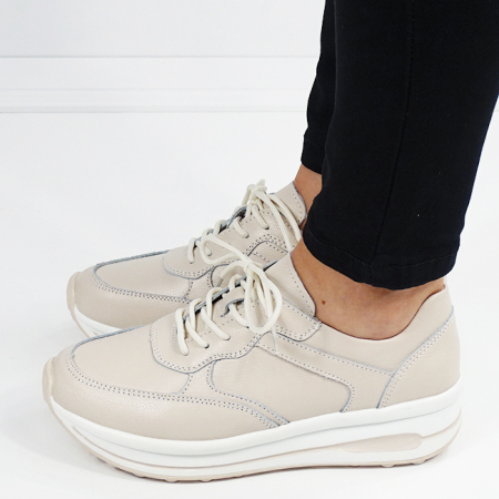Sneakers bej din piele naturala B-5091 M6 [1]