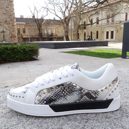 Sneakers din piele naturala alb cu imprimeu Ruxandra M3 [1]