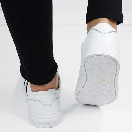 Sneakersi albi din piele naturala B-5088 M7 [5]