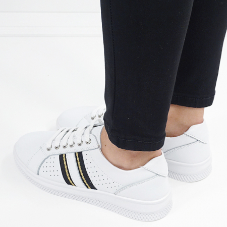 Sneakersi albi din piele naturala B-5088 M7 [2]