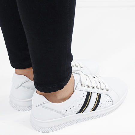 Sneakersi albi din piele naturala B-5088 M7 [4]