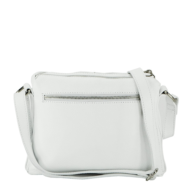 Geanta crossbody din piele naturala B-8981 124 Alb Alb