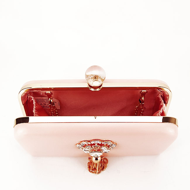 Clutch decorat cu brosa B-LK5669 05 Roz Roz