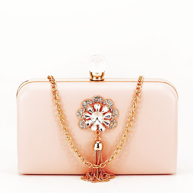 Clutch decorat cu brosa B-LK5669 05 Roz Roz