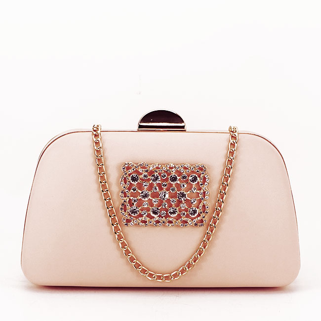 Clutch decorat cu brosa B-LK5672 06 Roz Roz