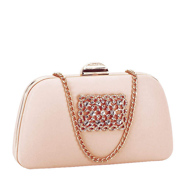 Clutch decorat cu brosa B-LK5672 06 Roz Roz
