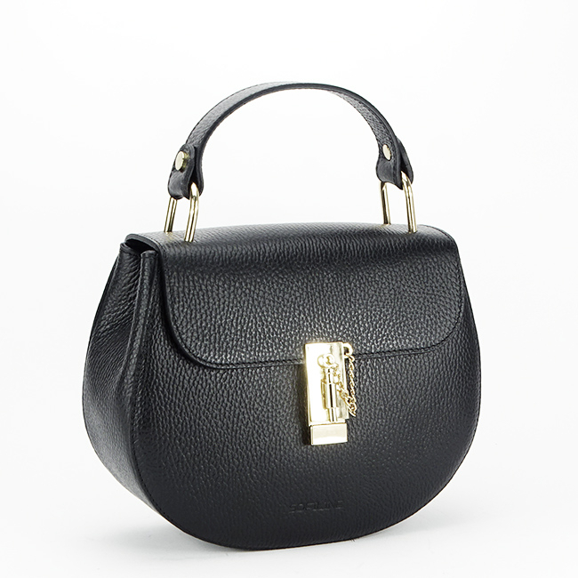 Geanta semirotunda din piele naturala B-8946 120 Negru Negru
