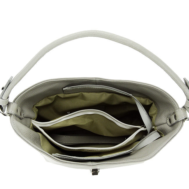 Geanta din piele naturala B-8963 124 Gri deschis Gri