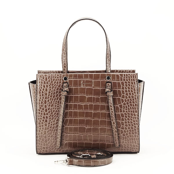 Geanta dama cu imprimeu reptila, B-X8018 14, 24x19x10 cm, Maro Maro