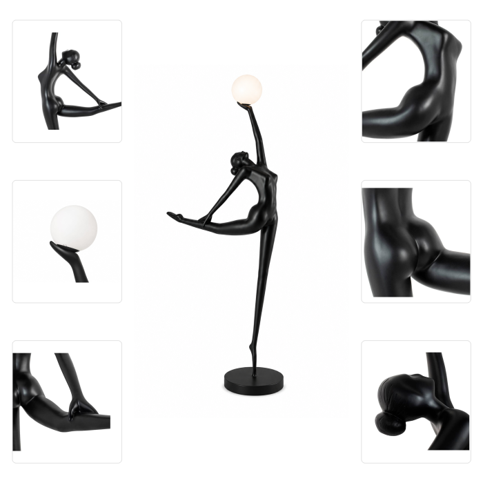 Lampadar 9110 Balerină Neagră cu Glob Alb [3]