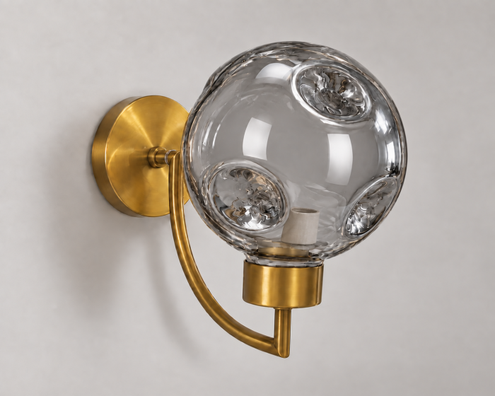 Aplică 22909/1 cu glob transparent modelat și structură metalică aurie [2]