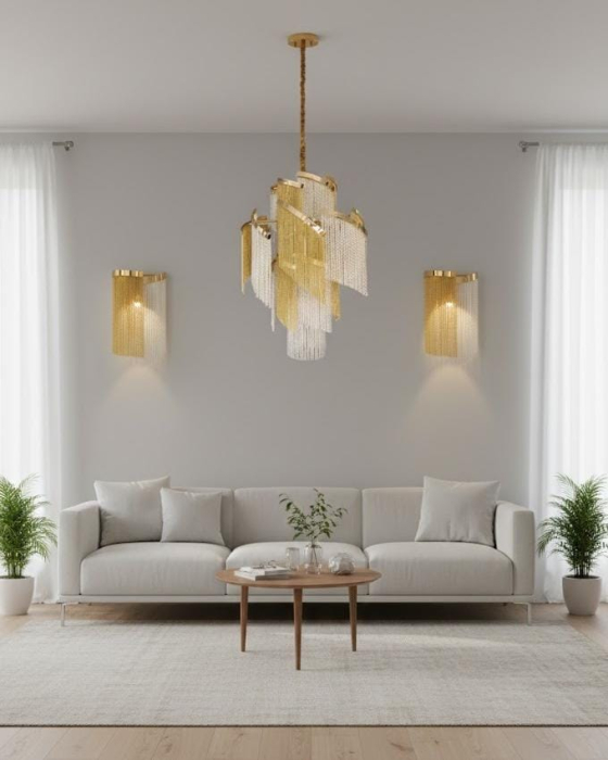 Aplica 2306/280 metal auriu cu sticlă transparentă, design elegant, 2 socluri E14 [2]