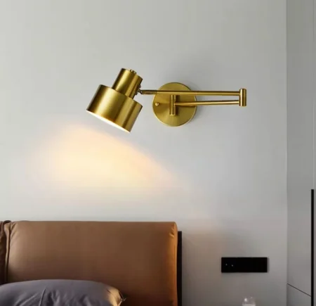 Aplică de perete W 8013 CP din metal auriu cu braț extensibil și abajur orientabil [2]