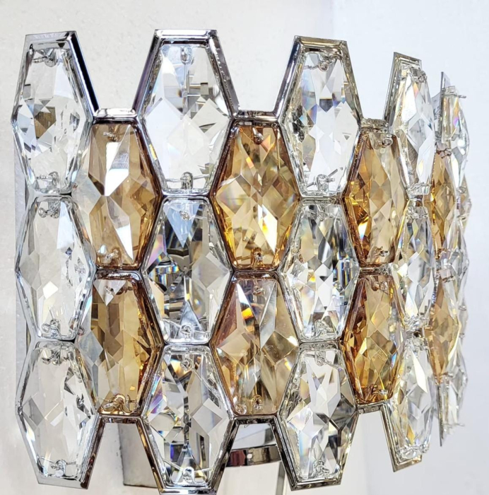 Aplică perete 8805 cu cristale K9 amber și transparente finisaj auriu și crom [2]