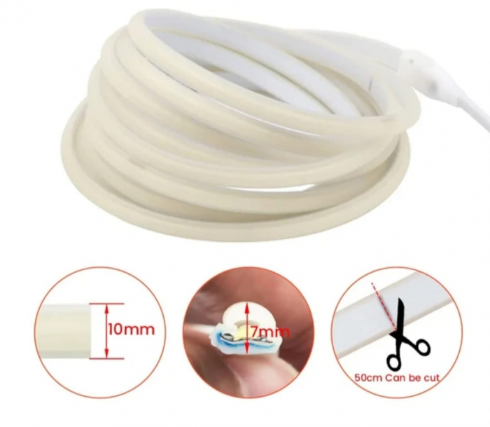 BANDA LED COB FLEXIBILA 3500K DE EXTERIOR 220V-12w/m [3]