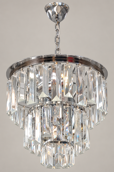 Candelabru 3329 CH crom lucios cu cristale K9 în cascadă [2]