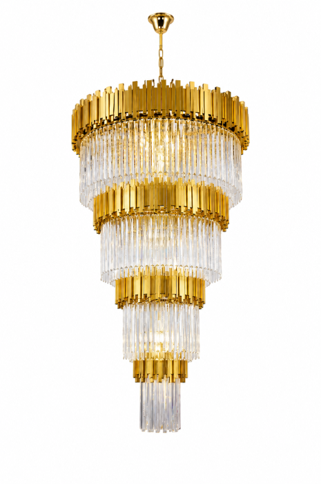 Candelabru Luxury 3350 cu Cristale K9 Auriu/Crom pentru Recepții și Case ale Scărilor [2]