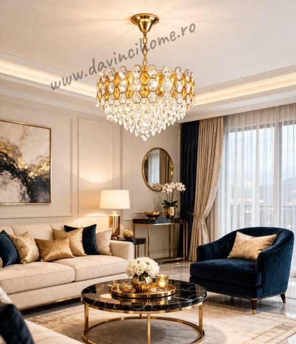 Candelabru 8805 Auriu cu Cristal K9 Design Circular [3]