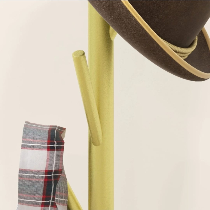 Cuier podea 170 cm metal auriu cu bază piatră albă, 8 brațe, Ø32 cm [3]