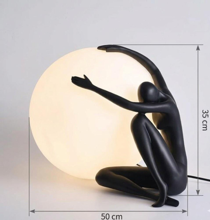 Lampă de masă T1256 cu siluetă albă sau neagră și glob luminos din acril alb mat [4]