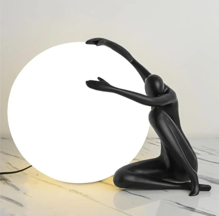 Lampă de masă T1256 cu siluetă albă sau neagră și glob luminos din acril alb mat [3]