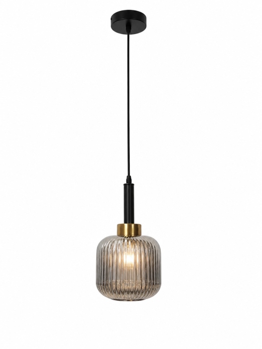 Lampă suspendată 7027/1 SM cu glob dublu din sticlă fumurie și alb mat, E27 [2]