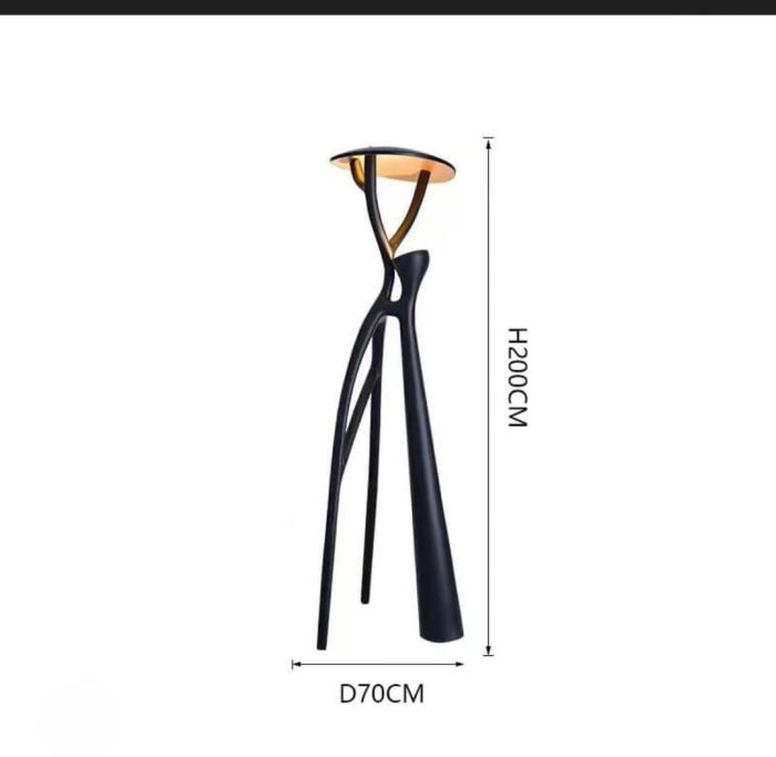 Lampadar 2032 negru mat din rășină, design organic cu 3 brațe fluide, LED 3000K, 200 cm [3]