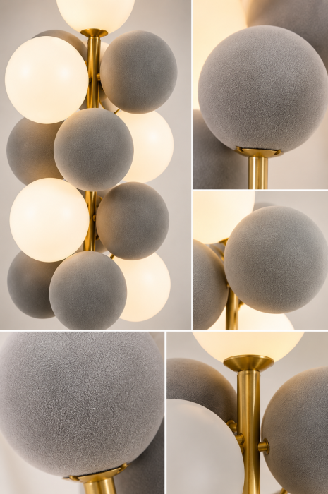 Lampadar 8521 Metal Auriu cu 13 Globuri Decorative și 5 Surse G9 [2]