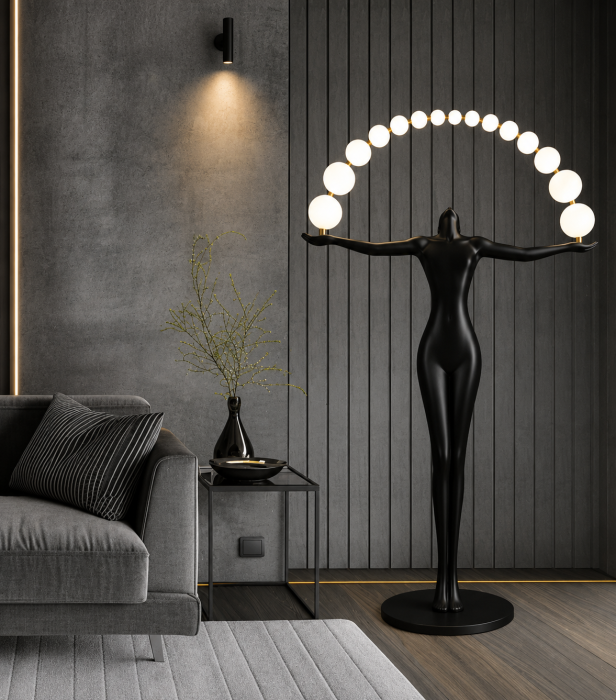 Lampadar L2083M decorativ cu siluetă neagră și globuri LED [3]