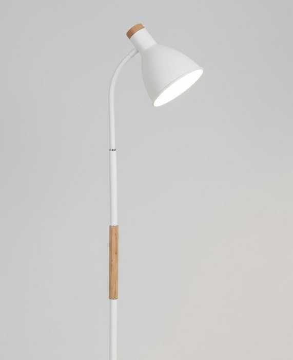 Lampadar scandinav A 3768 din metal și lemn, alb / negru, abajur orientabil, 145 cm [2]
