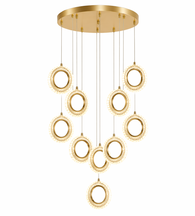 Lustră LED 229/10 aurie cu inele rotunde design modern [2]