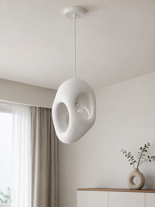 Lustră 2600/A albă din fibră de sticlă, abajur organic 45 cm [2]