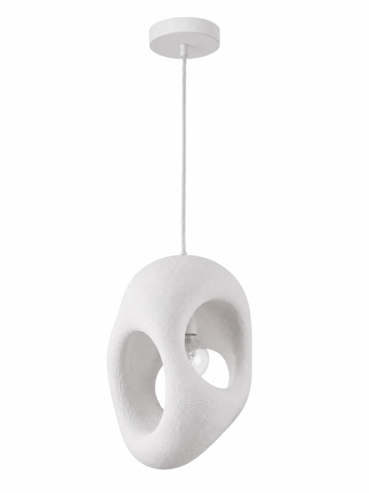 Lustră 2600/A albă din fibră de sticlă, abajur organic 45 cm [3]