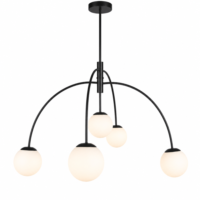lustra 2612-5 globuri sticla alba mata metal auriu sau negru diametru 90cm [2]